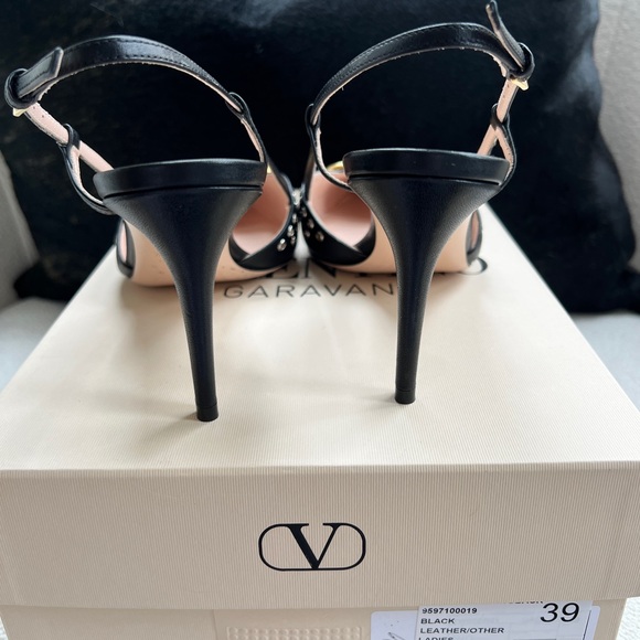 Valentino V Logo Perforated Black and Gold Women's Shoes sz 39 - Picture 9 of 12